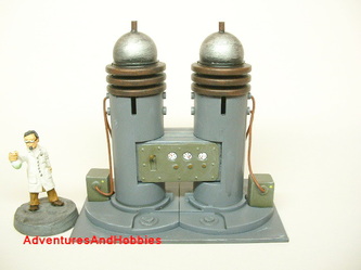 Mad science laboratory equipment dual coil power generator with control console - UniversalTerrain.com